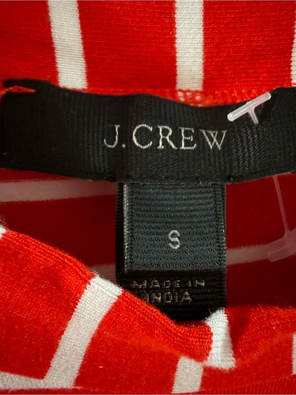 J. Crew Red & White Striped Sleeveless Mock Neck Dress